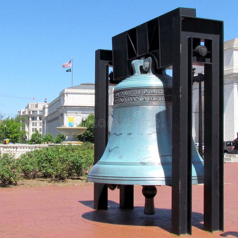 Replica Freedom Bell in Front of Union Station Editorial Photography