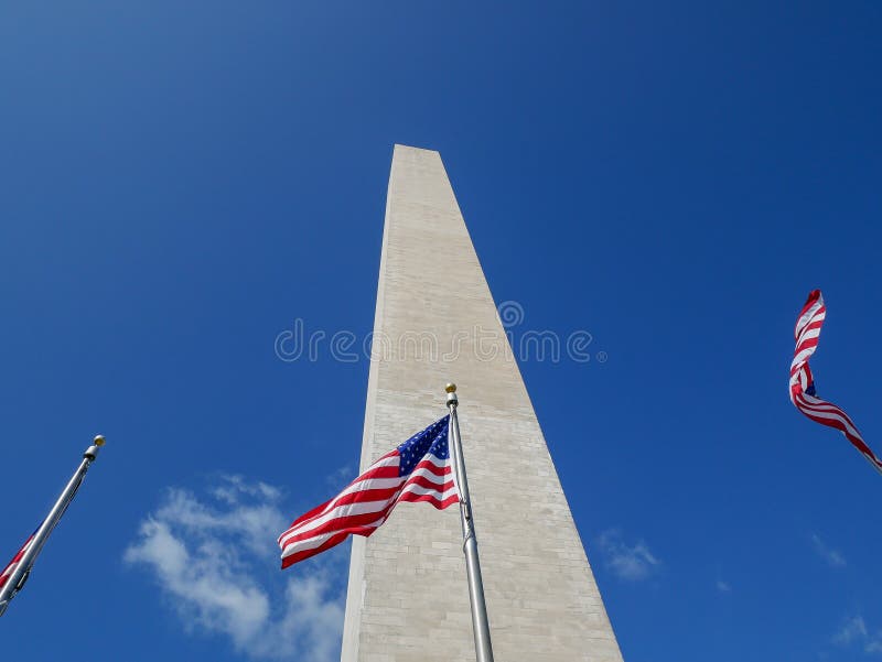 Washington Monument and American Flags Editorial Photo Image of