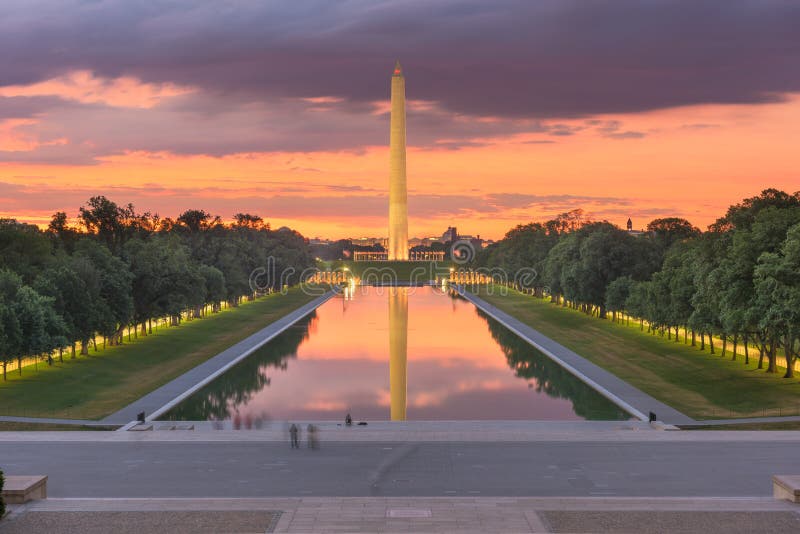 Washington Monument auf dem reflektierenden Pool in Washington, D C
