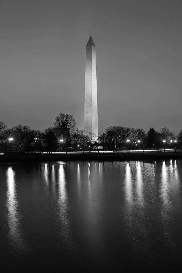 The Washington Monument and Tidal Basin at Night, in Washington, DC Stock Photo Image of
