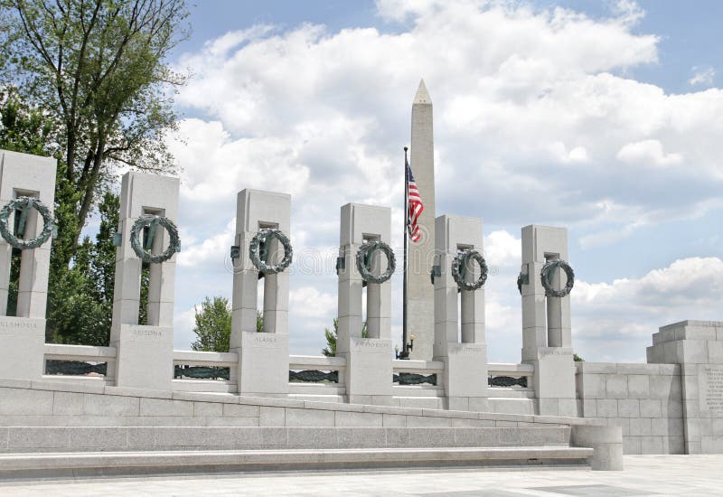Washington Monument and World War II Memorial stock photos