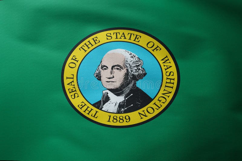 Washington State Flag Waving in the Wind. Close Up Stock Image Image