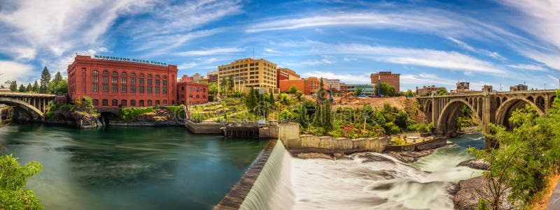 Washington Water Power-de bouw en Monroe Street Bridge in Spokane royalty-vrije stock fotografie Washington Water Power-de bouw en Monroe Street Bridge in Spokane royalty-vrije stock fotografie