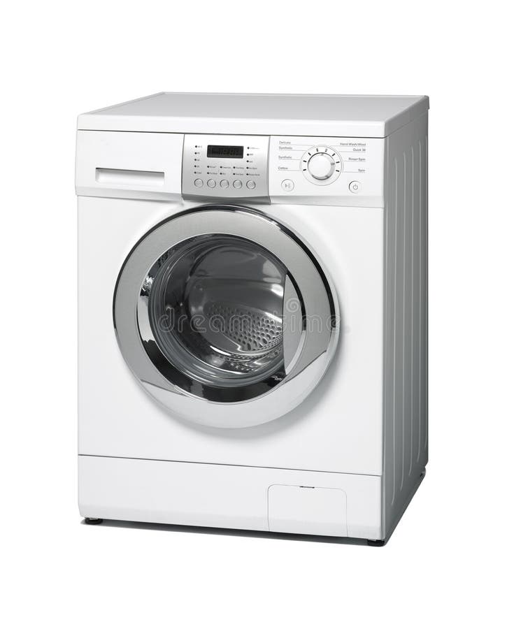 Wasmachine die op wit wordt geïsoleerdu