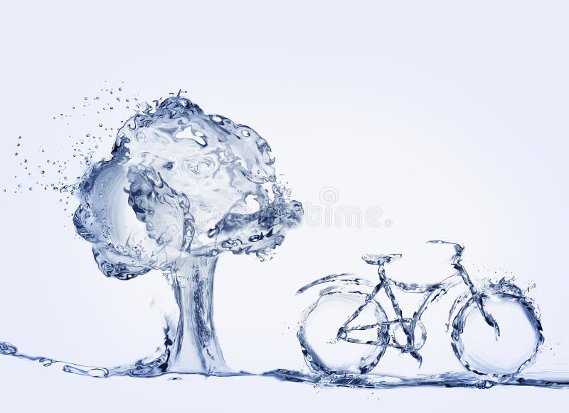 Wasser-Fahrrad und Baum Wasser-Fahrrad und Baum
