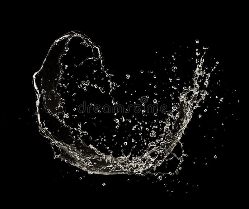 Wasser-Spritzen lokalisiert auf schwarzem Hintergrund lizenzfreie abbildung