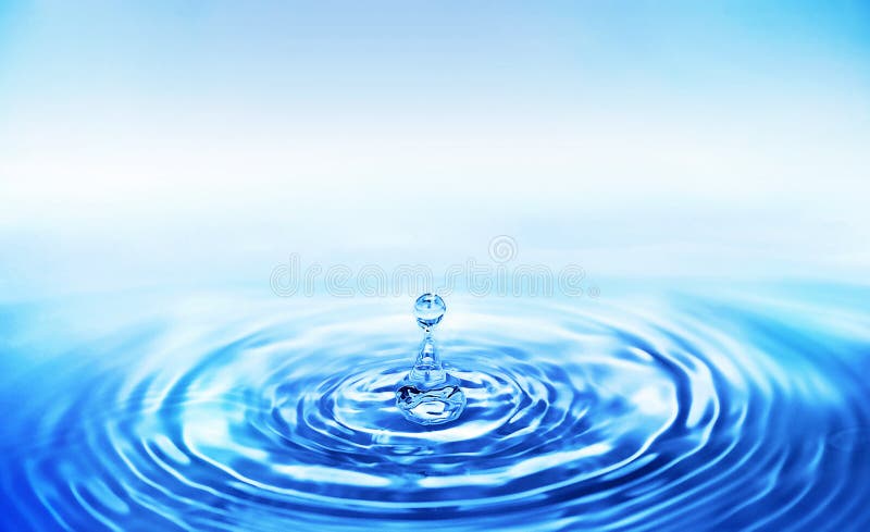 Clean water and splash in blue. Clean water and splash in blue