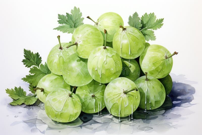 Wasserfarbenbeeren, handgezogen, auf Weiß isoliert. ai generiert. Wasserfarbenbeeren, handgezeichnet, auf weißem Grund isoliert.