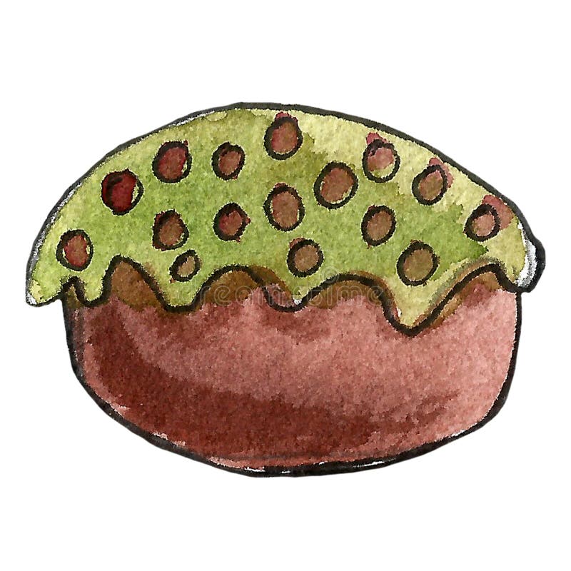 Wasserfarbene Osterset mit Kuchen, Blumen, Federn und Eiern Frühlingsurlaub Handgezeichnetes böhmisches Design im April stock abbildung