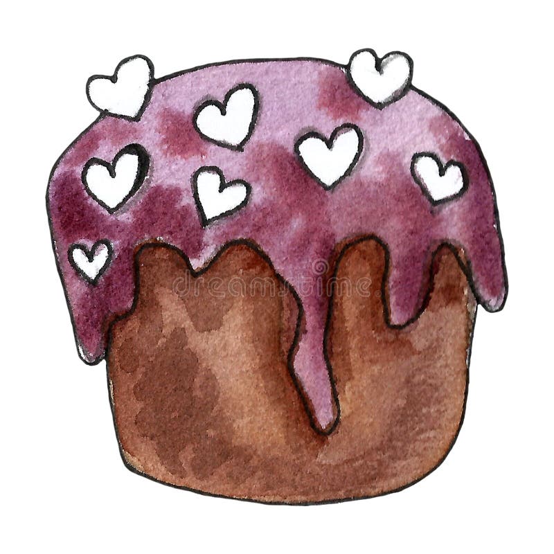 Wasserfarbene Osterset mit Kuchen, Blumen, Federn und Eiern Frühlingsurlaub Handgezeichnetes böhmisches Design im April stock abbildung
