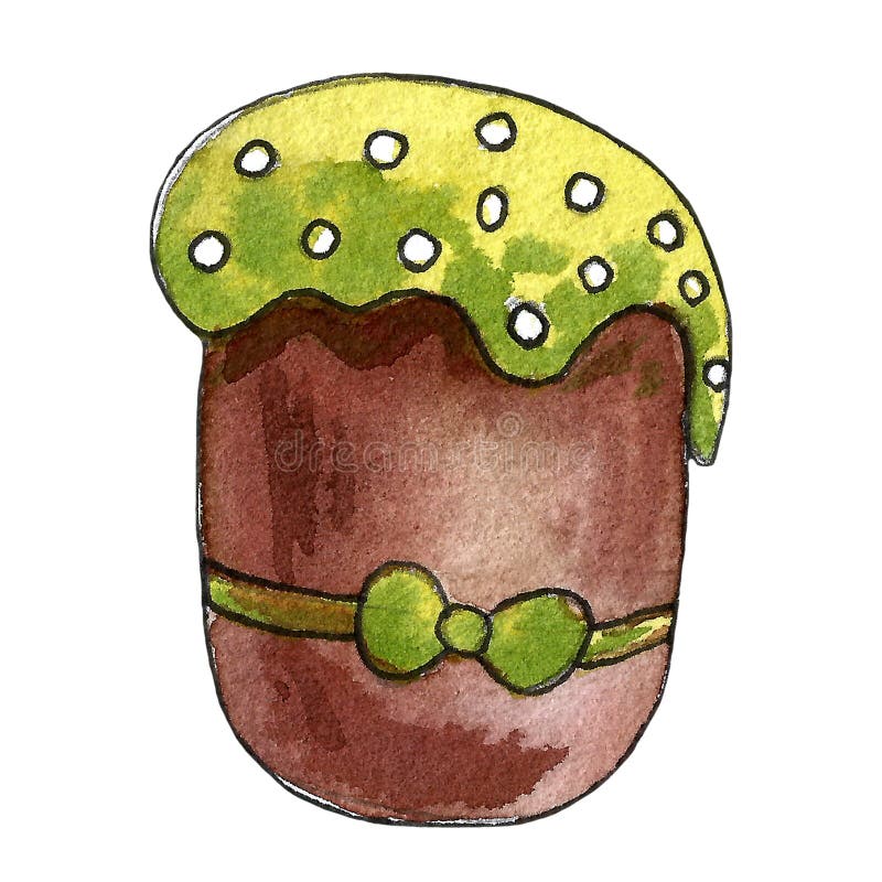 Wasserfarbene Osterset mit Kuchen, Blumen, Federn und Eiern Frühlingsurlaub Handgezeichnetes böhmisches Design im April vektor abbildung