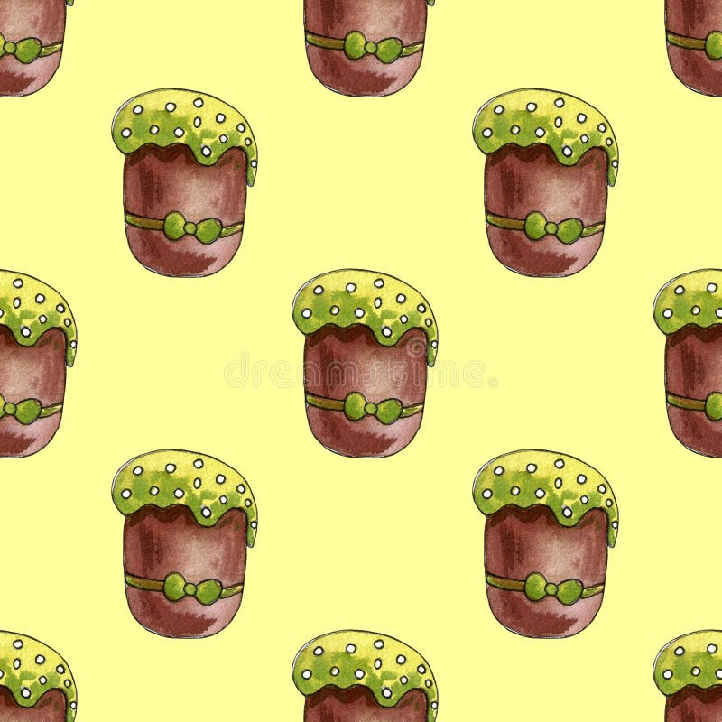 Wasserfarbene Osterset mit Kuchen, Blumen, Federn und Eiern Frühlingsurlaub Handgezeichnetes böhmisches Design im April lizenzfreie abbildung