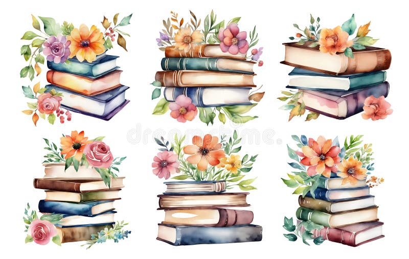 Books clipart, watercolor (1299002)