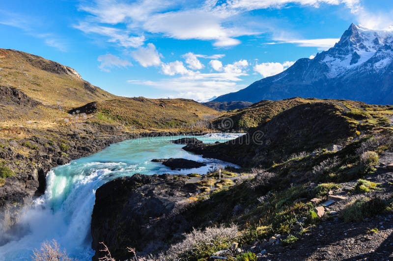 Wasserfälle in Parque Nacional Torres Del Paine, Chile stockbild Wasserfälle in Parque Nacional Torres Del Paine, Chile stockbild