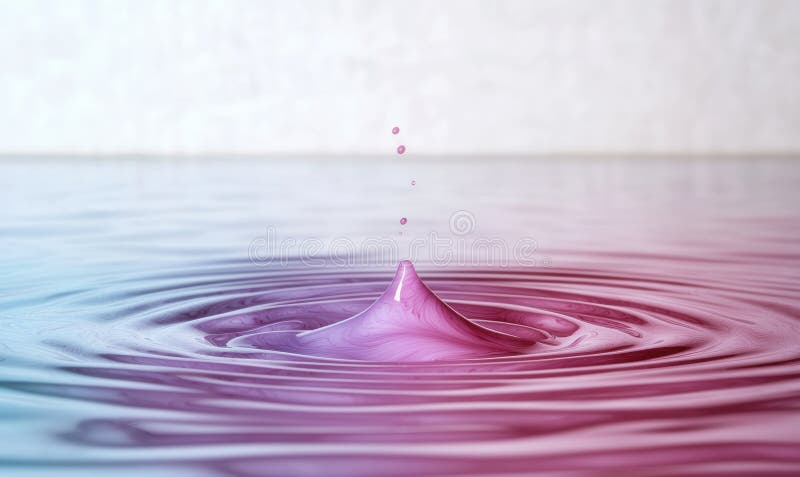 Wasseroberfläche mit rosa Tropfen stock abbildung