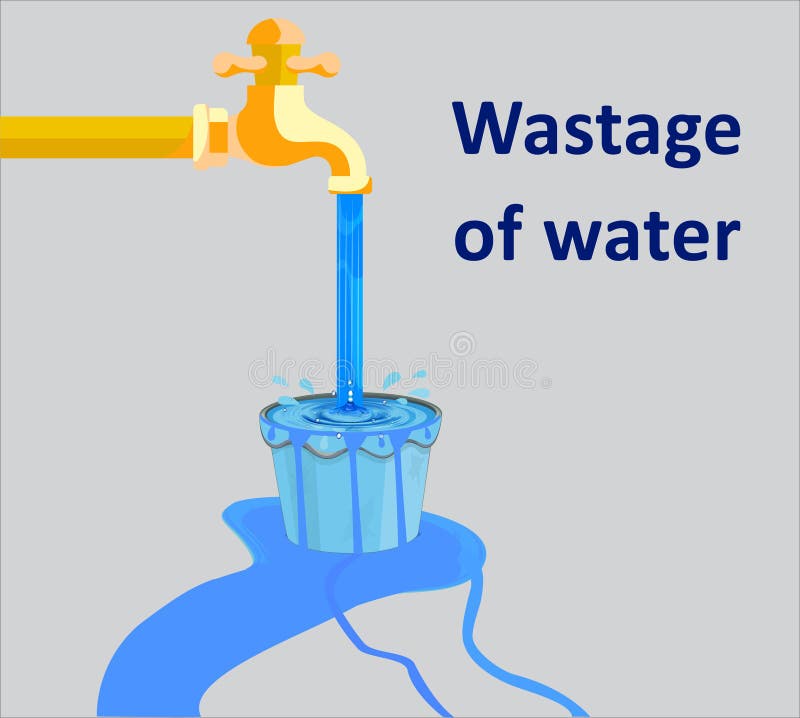 Wastage of water from tap royalty free illustration