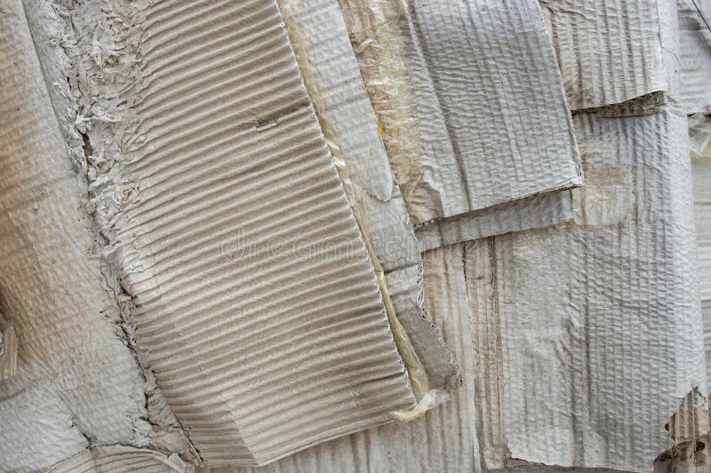 Waste cardboard stack overlapping outside , garbage recycle concept, close up stock photography