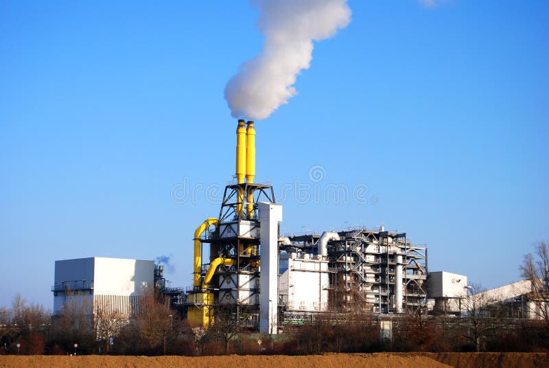 Waste incineration plant with stack. Waste incineration plant with stack