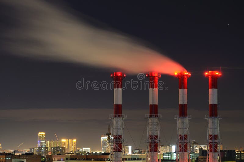 Waste Gas Fumes Emission At Night Stock Image Image of power, layer