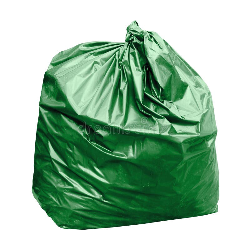 Waste, green garbage bag plastic with concept the color of green garbage bags is biodegradable compostable waste