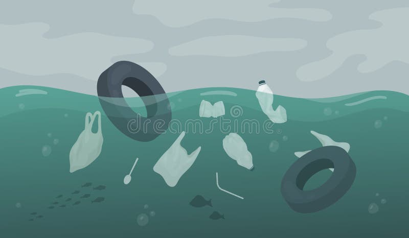 throwing garbage in the river drawing