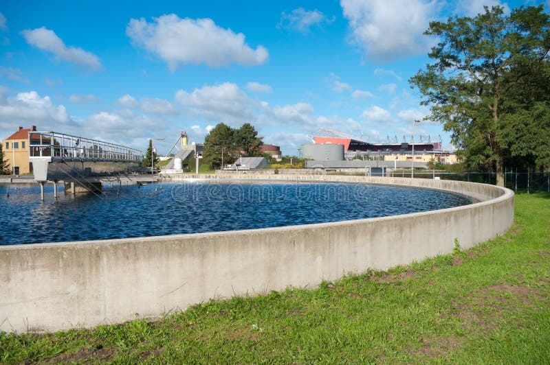 Waste water treatment bassin royalty free stock photo