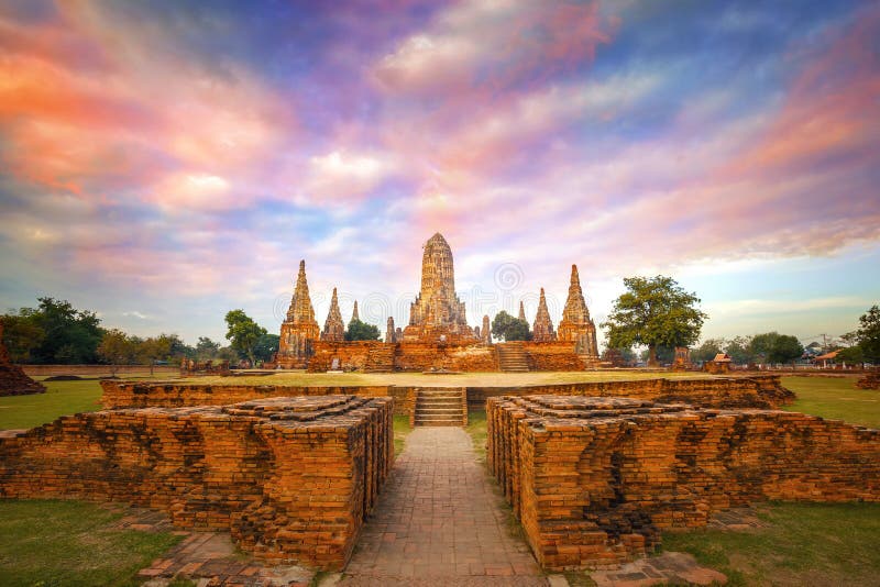 Wat Chaiwatthanaram寺庙在Ayuthay,泰国 库存照片 Wat Chaiwatthanaram寺庙在Ayuthay,泰国 库存照片