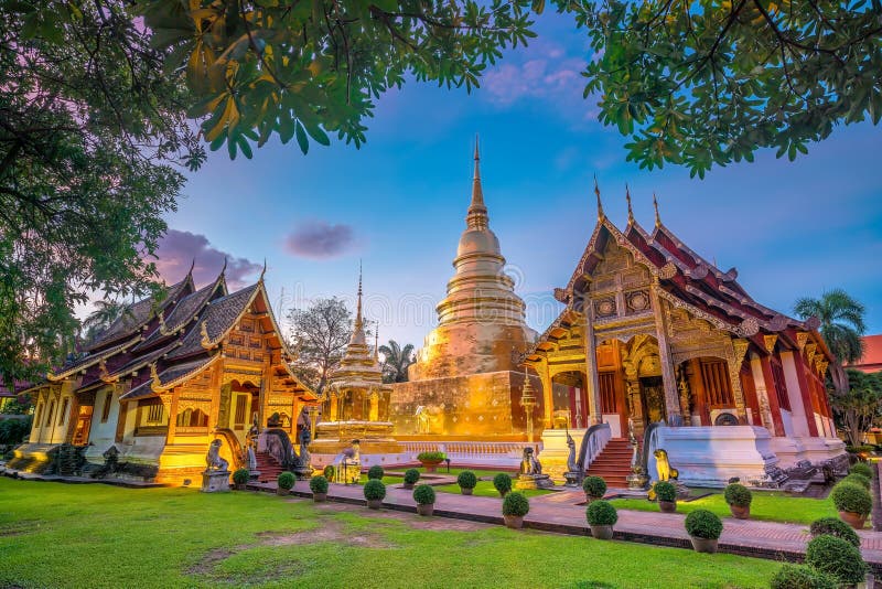 Wat Phra Singh temple in the old town center of Chiang Mai