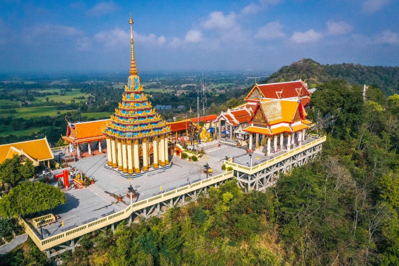 Aerial View of Wat Sangkat Rattana Khiri Temple in Uthai Thani ...