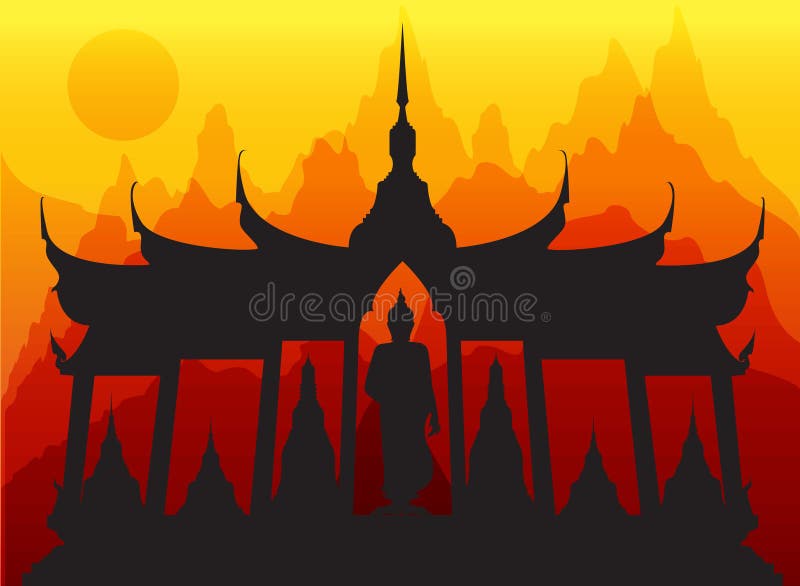 Wat thai pagoda buddha vector