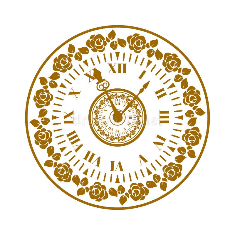 Watch Face Antique Clock Vector Illustration. Stock Vector ...