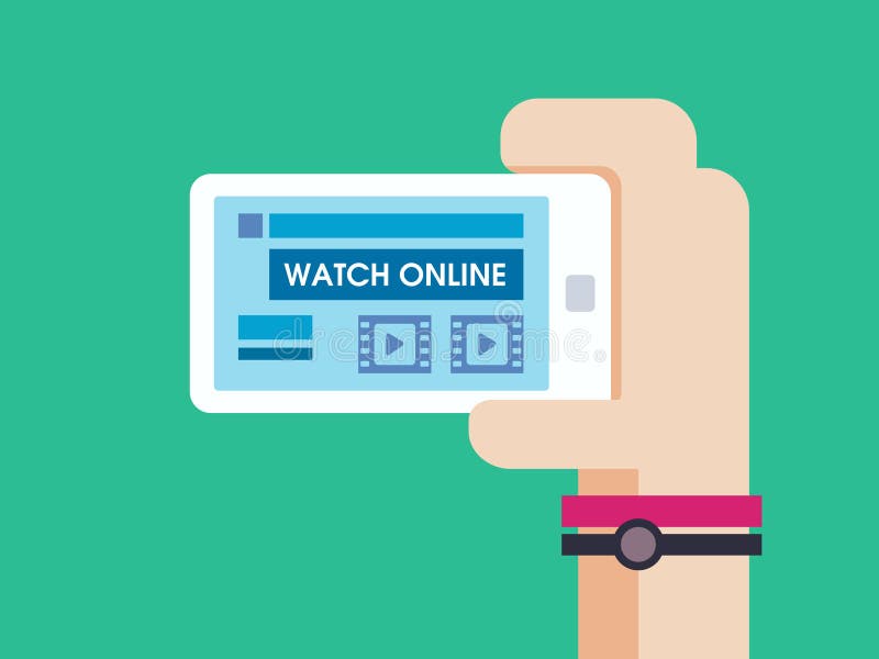 Watch Game Online on Smart Phone Stock Vector Illustration of gadget