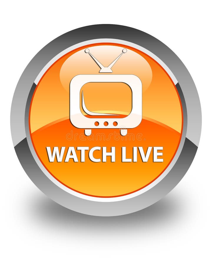 Watch Live Glossy Orange Round Button Stock Illustration Illustration