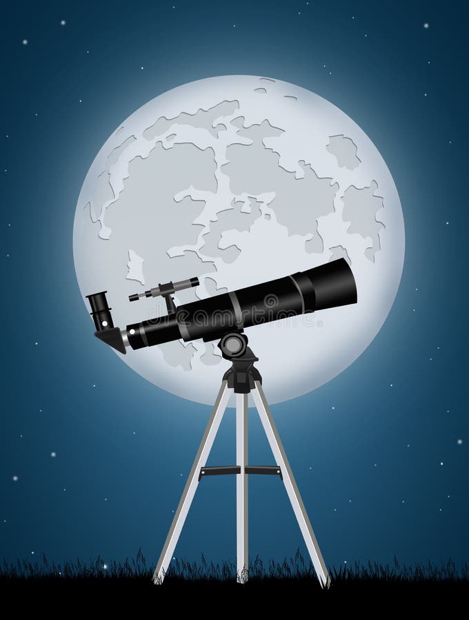 Watch the Moon with Telescope Stock Illustration Illustration of watch, eclipse 100378585
