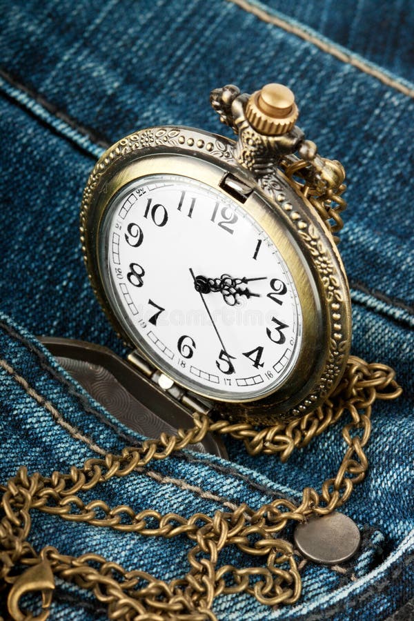 Watch in pocket of jeans stock image. Image of minute 23372745