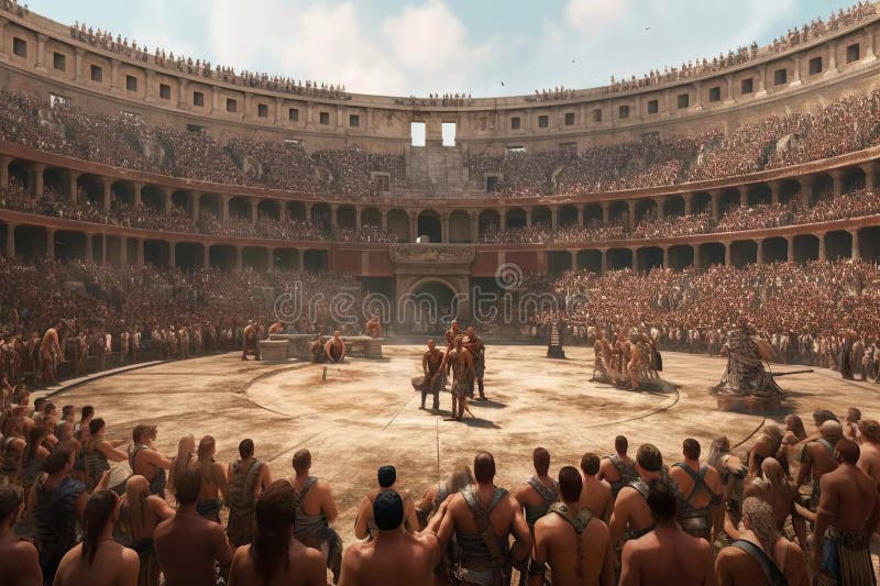 Watching a Chariot Race and Gladiator Fight in The_Colosseum Generative ...