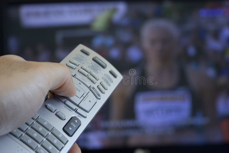 Watching Olympic Games on Tv Stock Photo - Image of control, olympics 