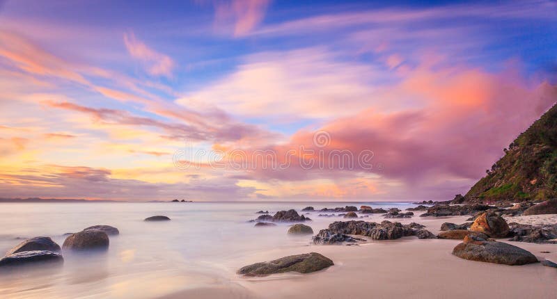 Sunset at Wategoes Beach, Byron Bay, NSW, Australia. Sunset at Wategoes Beach, Byron Bay, NSW, Australia