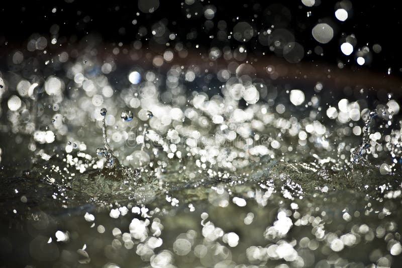 Falling water drops in the fountain