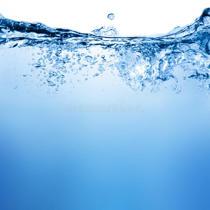 Water and air bubbles over white background