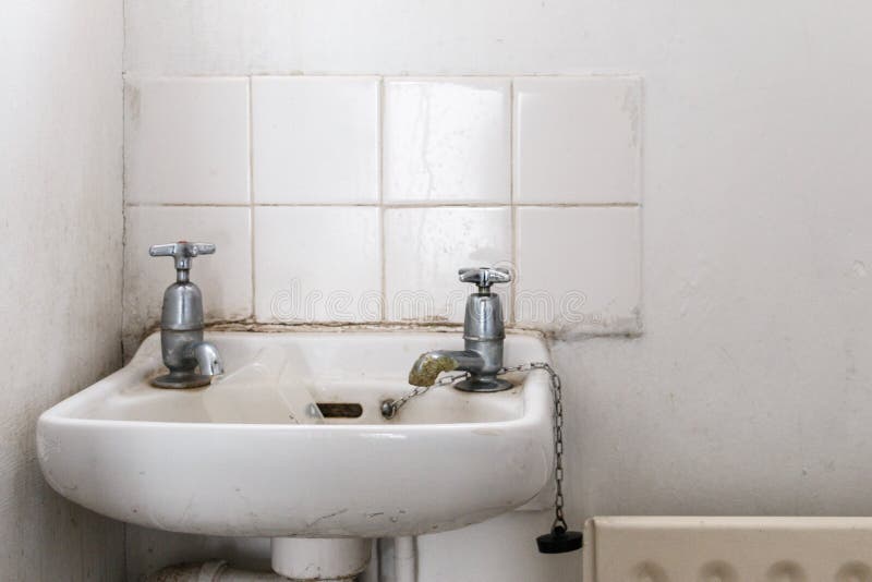 Water Basin with Separate Hot and Cold Water Taps As Used in Britain