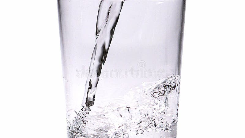 Water being poured into Glass against White Background