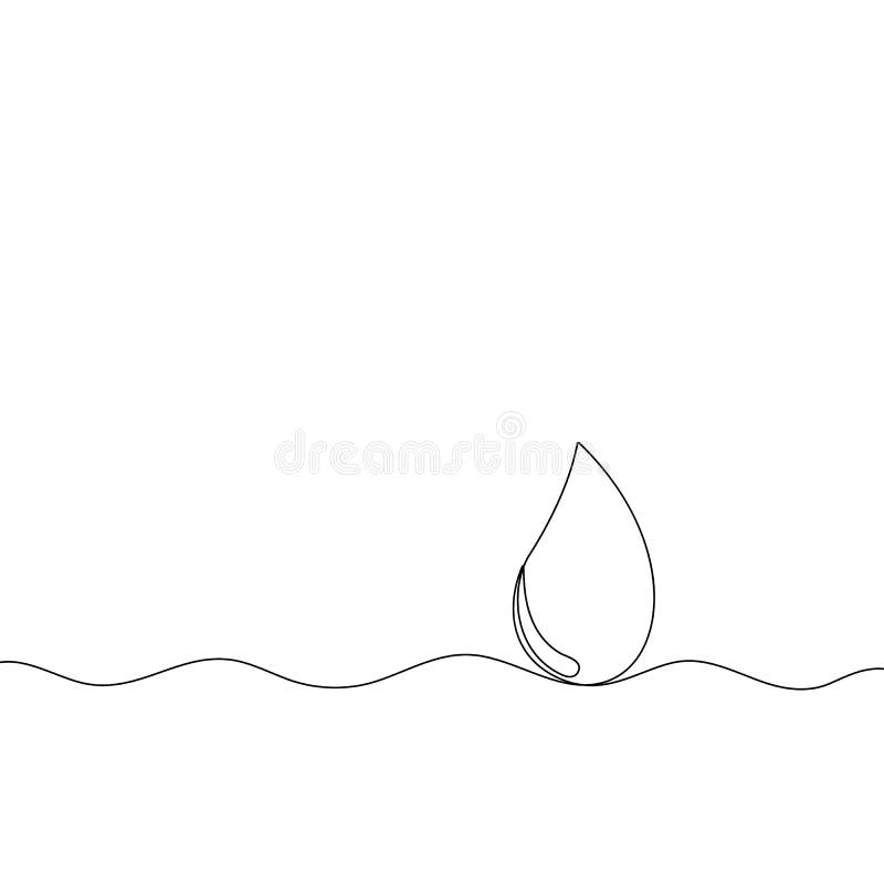 Continuous line water drop art droplet icon rain outline sketch doodle  drawing. One line linear blood sea water drop drawn tear eco donation  abstract medical simple logo isolated. Vector Illustration 30308189 Vector