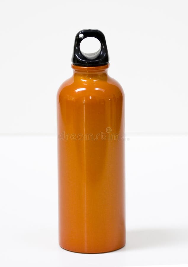 Water bottle aluminum and orange in color