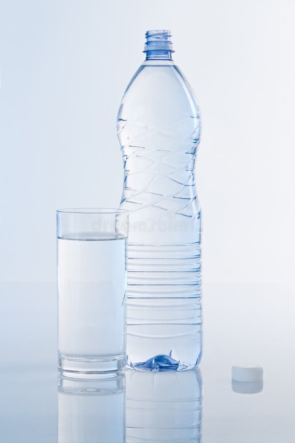 Water Bottle on Blue stock photo. Image of nutrition, light 8178144