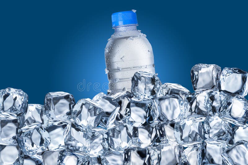 Water Bottle and Ice Cubes stock photo. Image of delicious 65892386