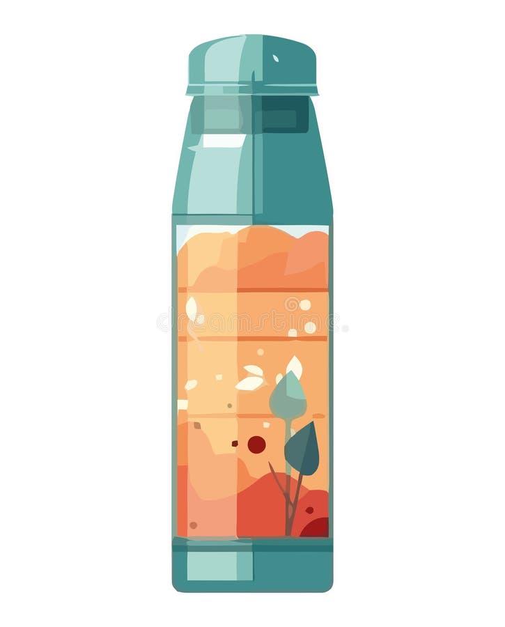 Water Bottle with Orange Water and Leaves Stock Vector - Illustration