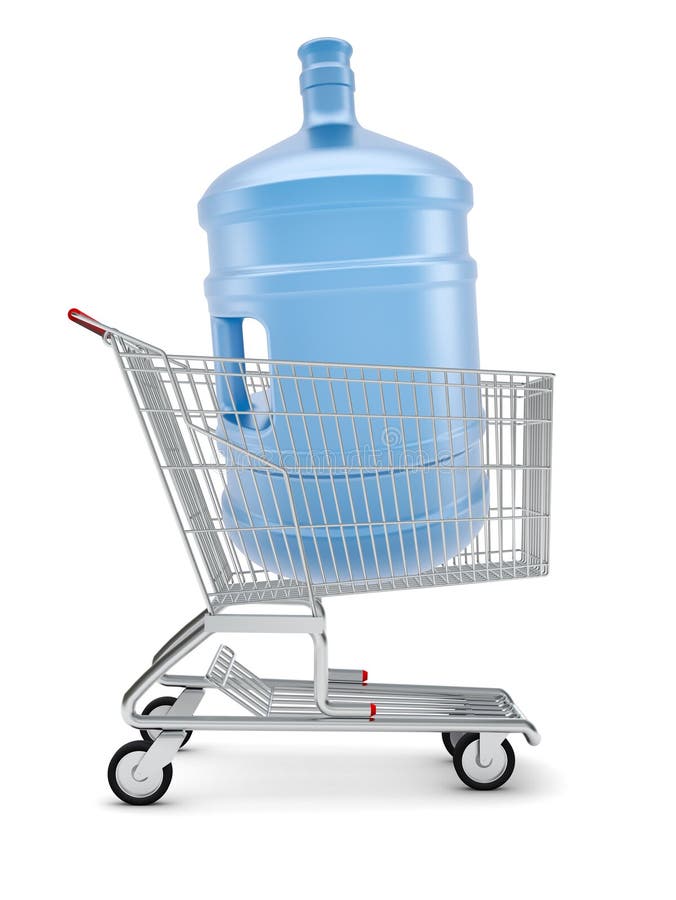 Water bottle in shopping cart vector illustration Water bottle in shopping cart vector illustration