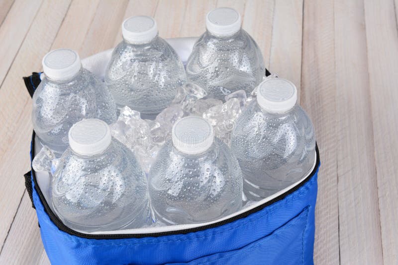 Water Bottles in Cooler stock image. Image of plastic 16896183