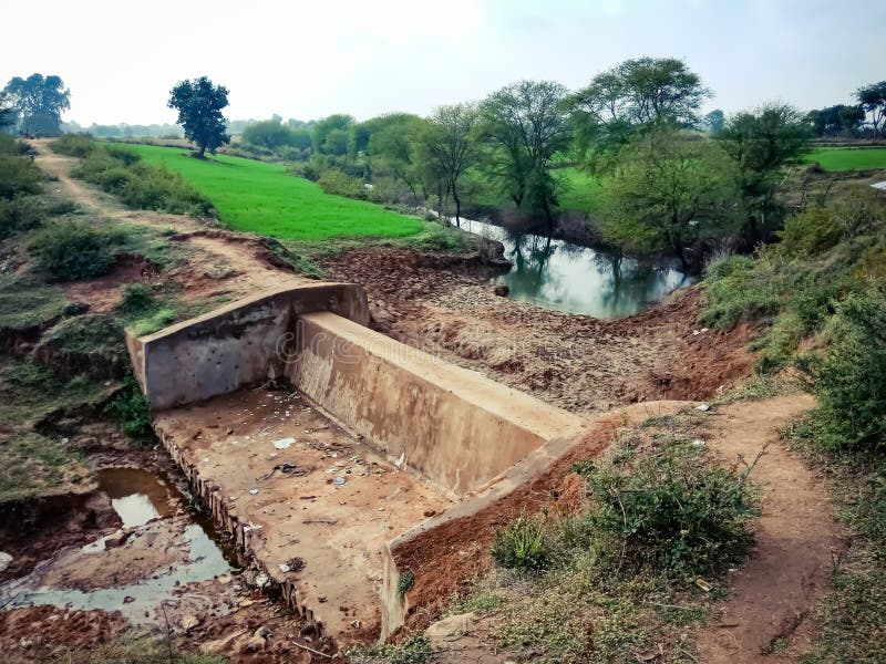 Water Canal Partition on Agriculture Land Stock Photo Image of forest